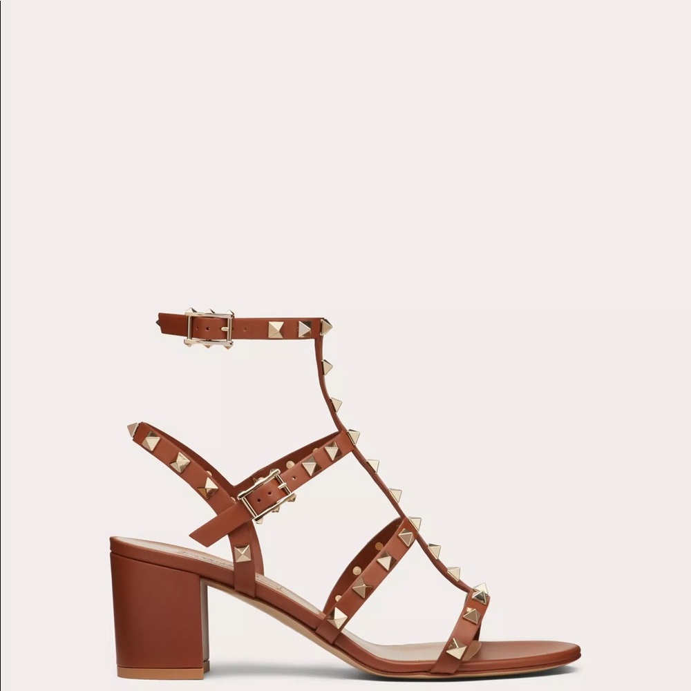 VALENTINO ROCKSTUD CALFSKIN ANKLE STRAP SANDAL 60 MM